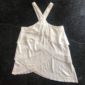 Anthropologie Cream Asymmetrical Halter Top SZ S